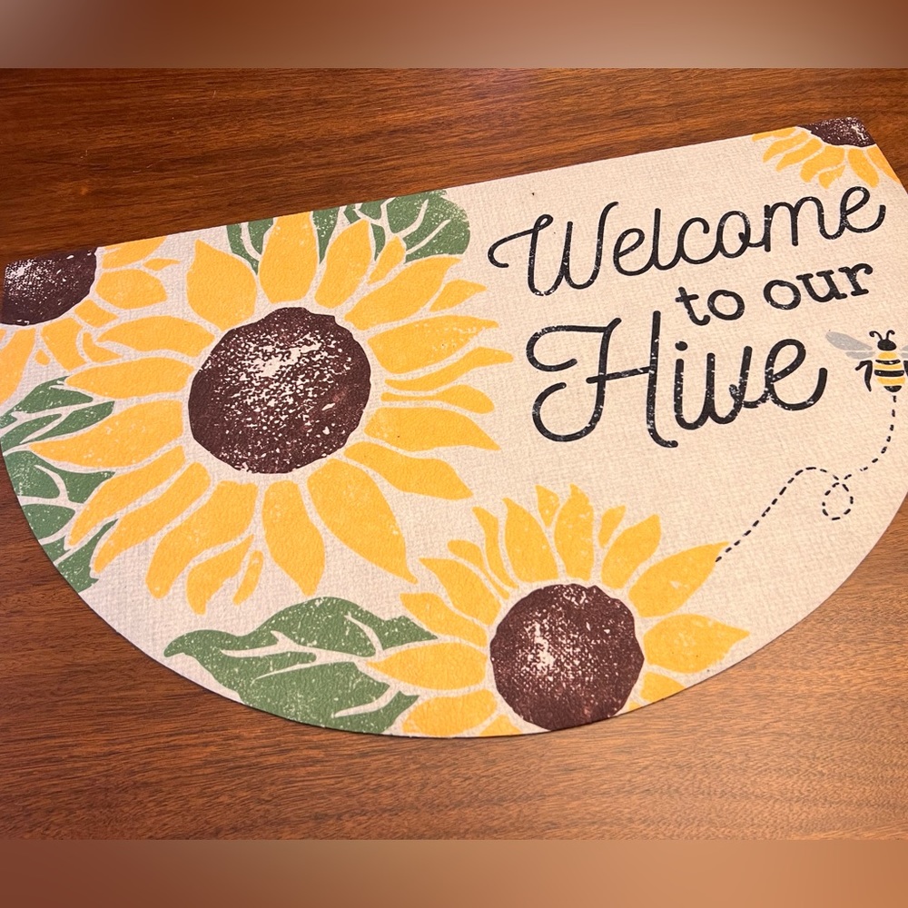 New Welcome to our hive Sunflower and bee Welcome door mat